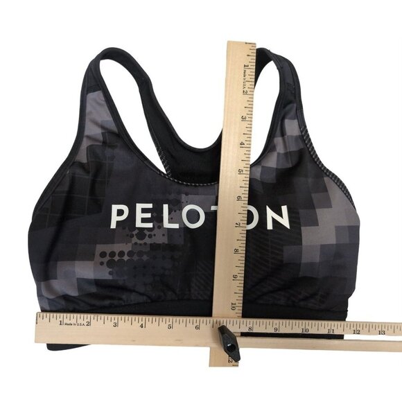 Peloton Adidas Sports Bra Womens M Black Gray Digi Motion‎ Heat Racerback Padded - Picture 7 of 7